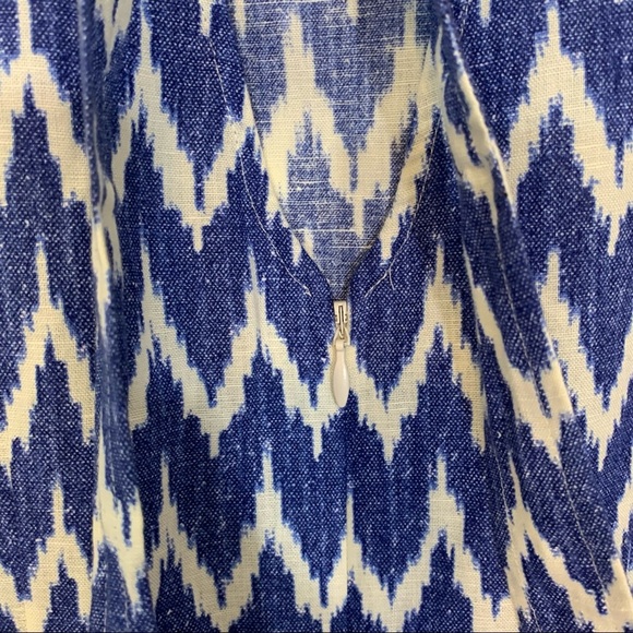 J Crew Factory Dress Back Bow Sleeveless Blue White Chevron XS - Picture 10 of 13